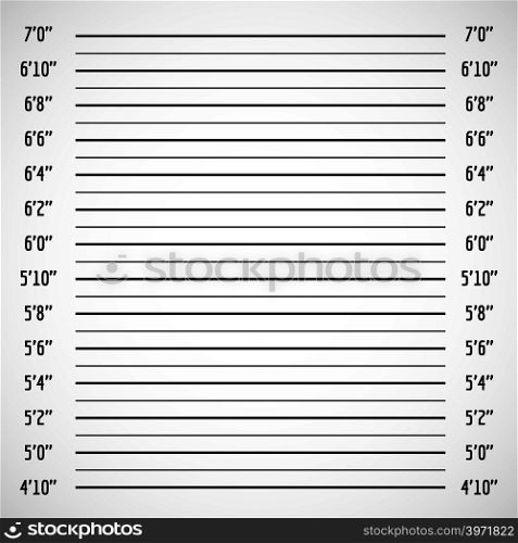 Blank criminal police lineup or mug shot vector background. Police wall for height line up photography illustration. Blank criminal police lineup or mug shot vector background