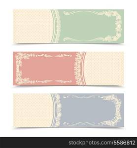 Blank decorative banners set for decorative design with twirls and frames vector illustration