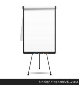 Blank flip chart. Whiteboard and empty paper, presentation and seminar, vector illustration. Blank flip chart