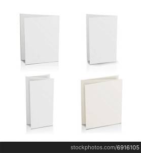 Blank Folder White Brochure Set. Vector 3D Mockup. Blank Folder White Brochure. Vector 3D Mockup. Realistic Paper Brochure. Empty