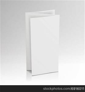 Blank Folder White Brochure. Vector 3D Mockup. Bend Card Flyer For Business Presentation Illustration. Blank Folder White Brochure. Vector 3D Mockup. Realistic Paper Brochure. Empty