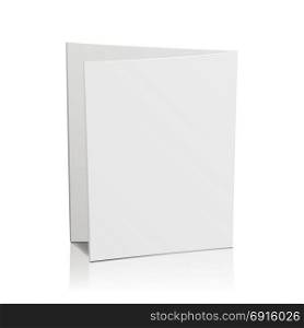 Blank Folder White Leaflet. Vector 3D Mockup. Bend Card Flyer For Business Presentation Illustration. Blank Folder White Brochure. Vector 3D Mockup. Realistic Paper Brochure. Empty