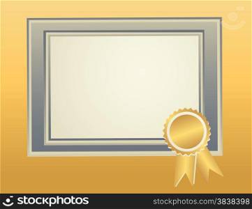 Blank Frame template with award seal for certificate, diploma, awards, completion documents.