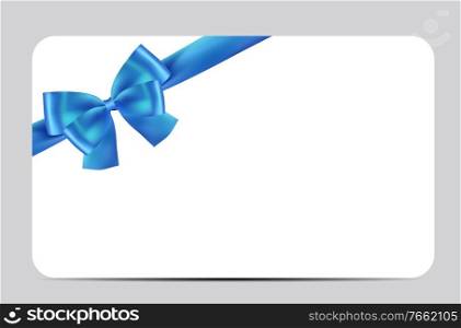 Blank Gift Card Template with Blue Bow and Ribbon. Vector Illustration for Your Business EPS10. Blank Gift Card Template with Blue Bow and Ribbon. Vector Illustration for Your Business