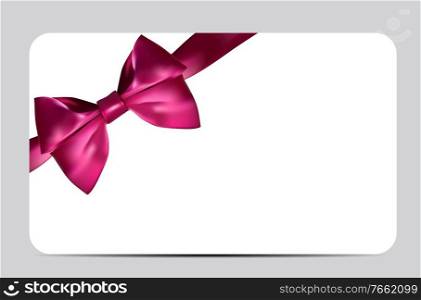 Blank Gift Card Template with Pink Bow and Ribbon. Vector Illustration for Your Business EPS10. Blank Gift Card Template with Pink Bow and Ribbon. Vector Illustration for Your Business