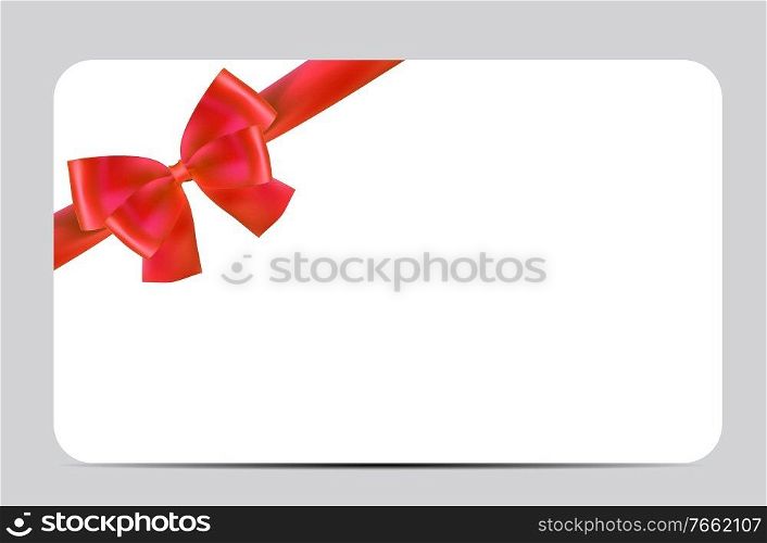 Blank Gift Card Template with Red Bow and Ribbon. Vector Illustration for Your Business EPS10. Blank Gift Card Template with Red Bow and Ribbon. Vector Illustration for Your Business