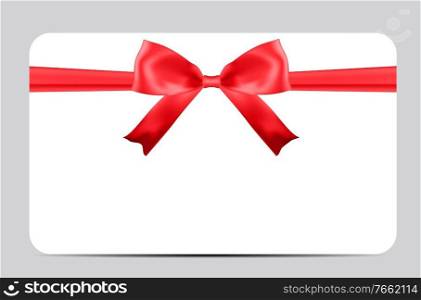 Blank Gift Card Template with Red Bow and Ribbon. Vector Illustration for Your Business EPS10. Blank Gift Card Template with Red Bow and Ribbon. Vector Illustration for Your Business