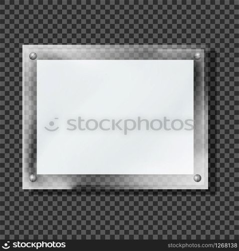 Blank glass board vector isolated office panel poster concept illustration on transparent background