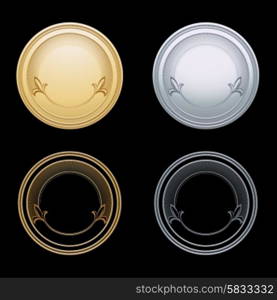 Blank gold and silver token, vector illustration