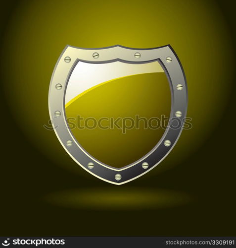 Blank golden shield with room for text and silver bevel