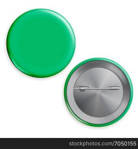 Blank Green Badge Vector. Realistic Illustration. Empty Circle Button Pin. Isolated.. Blank Green Badge Vector. Realistic Illustration. Empty Circle Button Pin.