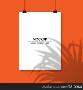 Blank hanging white paper with shadow overlay effect