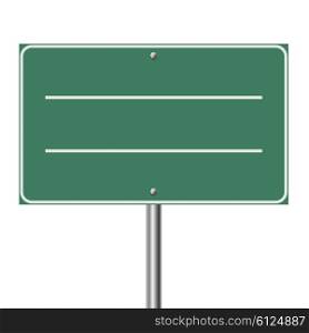 Blank highway green sign isolated on white background.