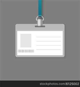 Blank ID badge vector template isolated on grey background.