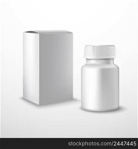 Blank medicine bottle with medical supplements realistic isolated on white background vector illustration