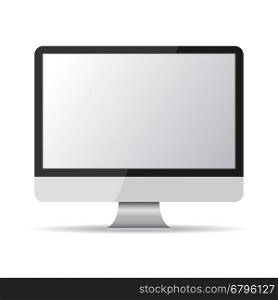 Blank monitor with shadow isolated on white background. Design element for websites, infographic, motion design. Vector illustration.