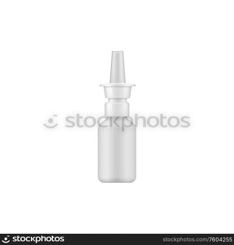 Blank nasal spray container isolated mockup. Vector remedy bottle packaging template. Nasal spray container isolated packaging template