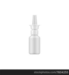 Blank nasal spray container isolated mockup. Vector remedy bottle packaging template. Nasal spray container isolated packaging template