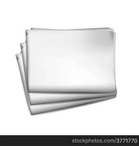 Blank newspaper with perforated edges and texture on white background. illustration