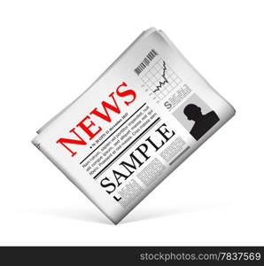 Blank newspaper with perforated edges and texture on white background. Vector illustration