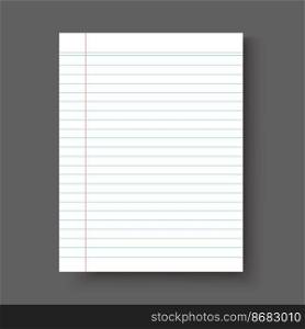 Blank notebook paper sheet with lines vector illustration