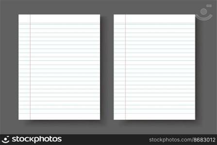 Blank notebook paper sheet with lines vector illustration
