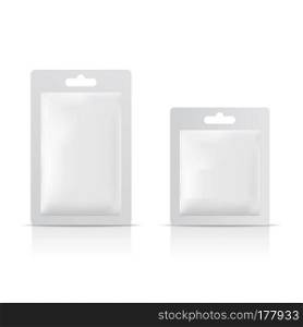Blank of sachet packaging for food and cosmetic. Mock up. Vector.