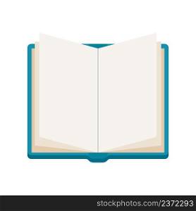 Blank open book on white background. Vector illustration. Top view.