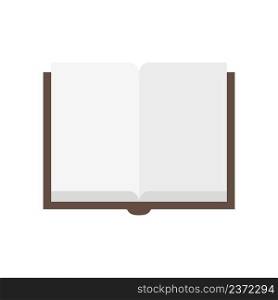 Blank open book on white background. Vector illustration. Top view.