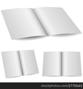 Blank opened folder in 3 variants isolated on white background.