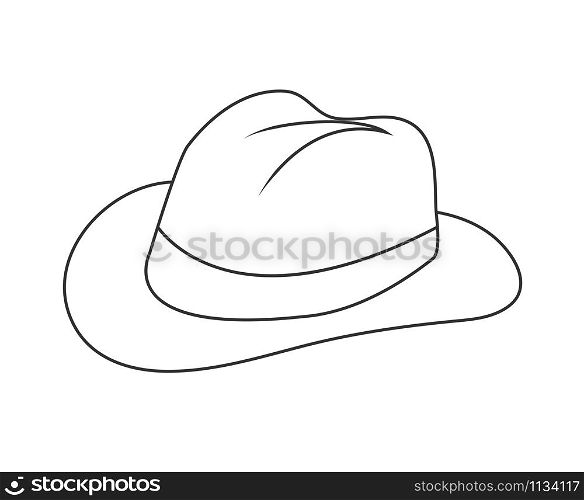 Blank outline of a hat. Headdress icon, hat. Isolated outline on a white background. Flat style