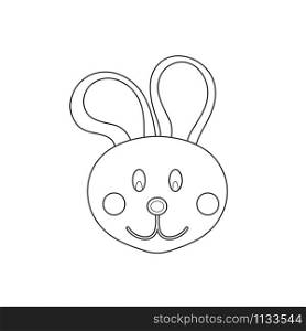 Blank outline of hare head isolated on white background. Anti-stress drawing for coloring children and adults. Drawing on a t-shirt, logo or tattoo.