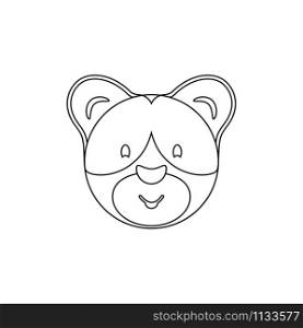 Blank outline of Panda bear head isolated on white background. Anti-stress drawing for coloring children and adults. Drawing on a t-shirt, logo or tattoo.