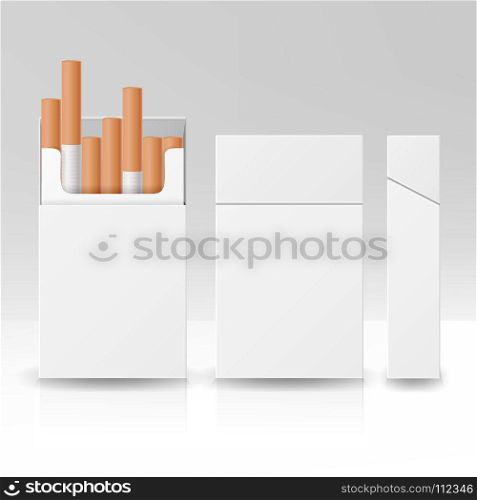 Blank Pack Package Box Of Cigarettes 3D Vector Carton Template For Design. Isolated Illustration. Blank Pack Package Box Of Cigarettes 3D Vector Realistic