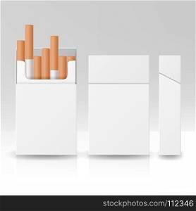 Blank Pack Package Box Of Cigarettes 3D Vector Carton Template For Design. Isolated Illustration. Blank Pack Package Box Of Cigarettes 3D Vector Realistic