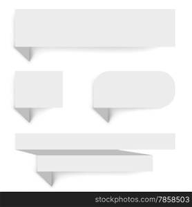 Blank paper banners with shadow template isolated on white background.