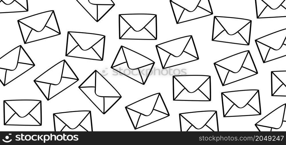 Blank paper envelopes. Post box or post office sign. Inbox, mail icon. Vector postcard, envelope symbol. Cartoon letter mail open. Message open