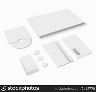 Blank paper office stationery set isolated on white background vector illustration