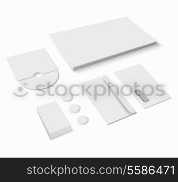 Blank paper office stationery set isolated on white background vector illustration