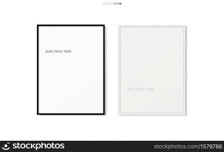 Blank photo frame or picture frame on white background. Vector illustration.