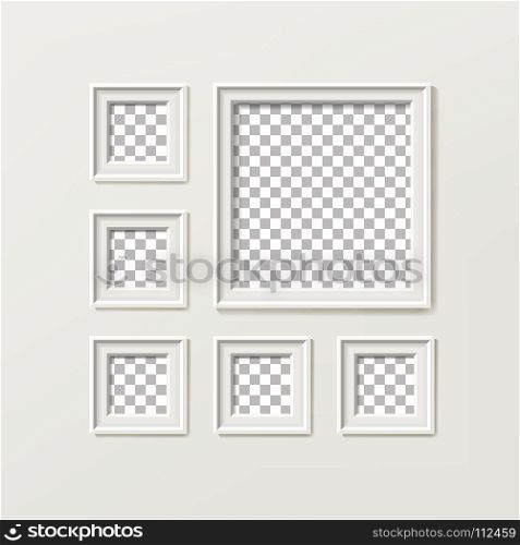 Blank Picture Frame Template Composition Set Vector Isolated on Wall Background. Blank Picture Frame Template Composition Set Vector
