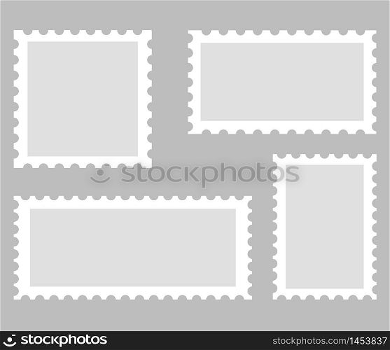 Blank postage stamp, mail envelope vector illustration.