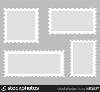 Blank postage stamp, mail envelope vector illustration.