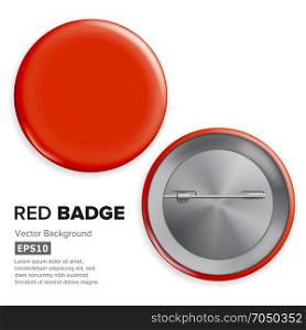 Blank Red Badge Vector. Realistic Illustration. Shiny Empty Circle Button Badge Isolated.. Blank Red Badge Vector. Realistic Illustration. Shiny Empty Circle Button Badge