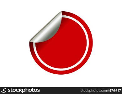 Blank red circle sticker on a white background vector.
