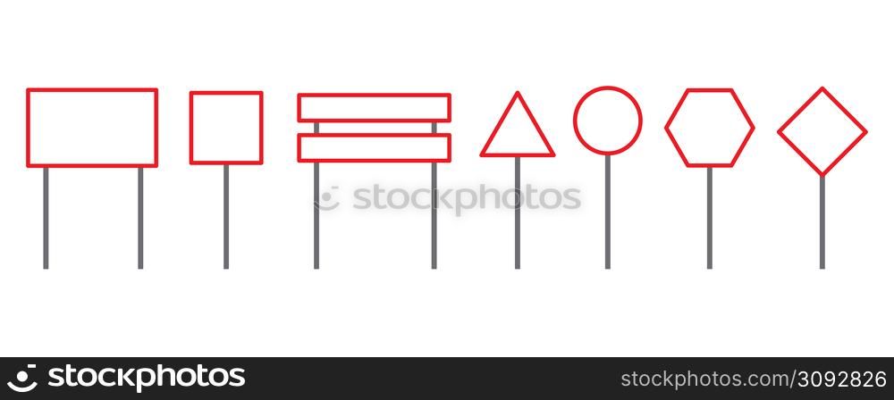 Blank road signs. Isolated icon set. Vector illustration. stock image. EPS 10.. Blank road signs. Isolated icon set. Vector illustration. stock image.