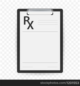 Blank Rx prescription form isolated on white background. Vector stock illustration. Blank Rx prescription form isolated on white background. Vector stock illustration.