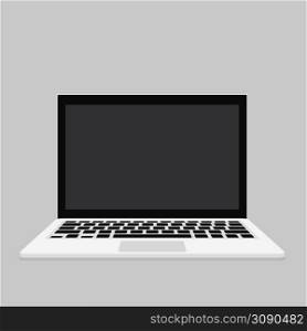 Blank screen laptop isolated on gray background. Vector illustration . Blank screen laptop isolated on gray background. Vector