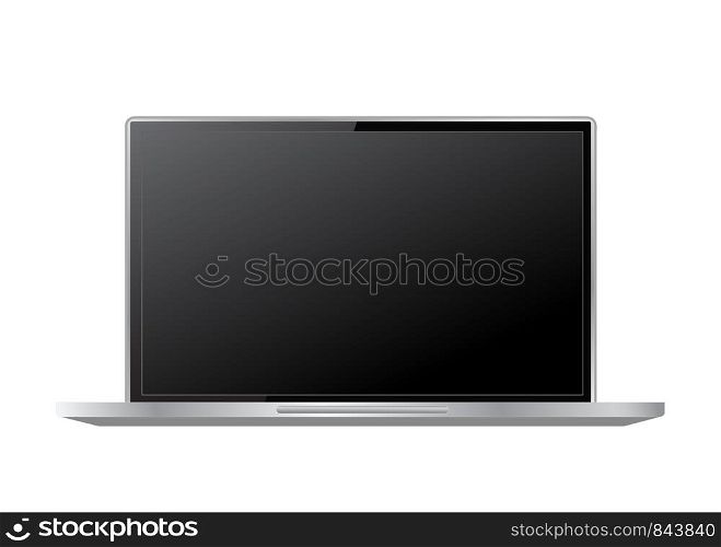 Blank screen. Realistic laptop on a white background. Stock vector illustration