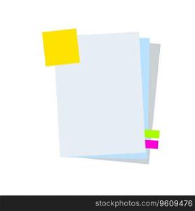Blank sheet of notebook. Copy space of book or textbook. Training and education. List of business document with memo sticker. Flat cartoon. The template for image. Blank sheet of notebook.